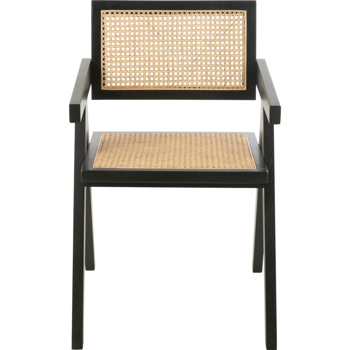 Chaise en frêne et rotin noir et rotin naturel, RECOLLECTION
