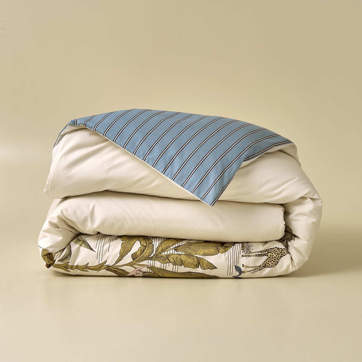 Housse de couette imprimée L'OASIS beige doux, SYLVIE THIRIEZ
