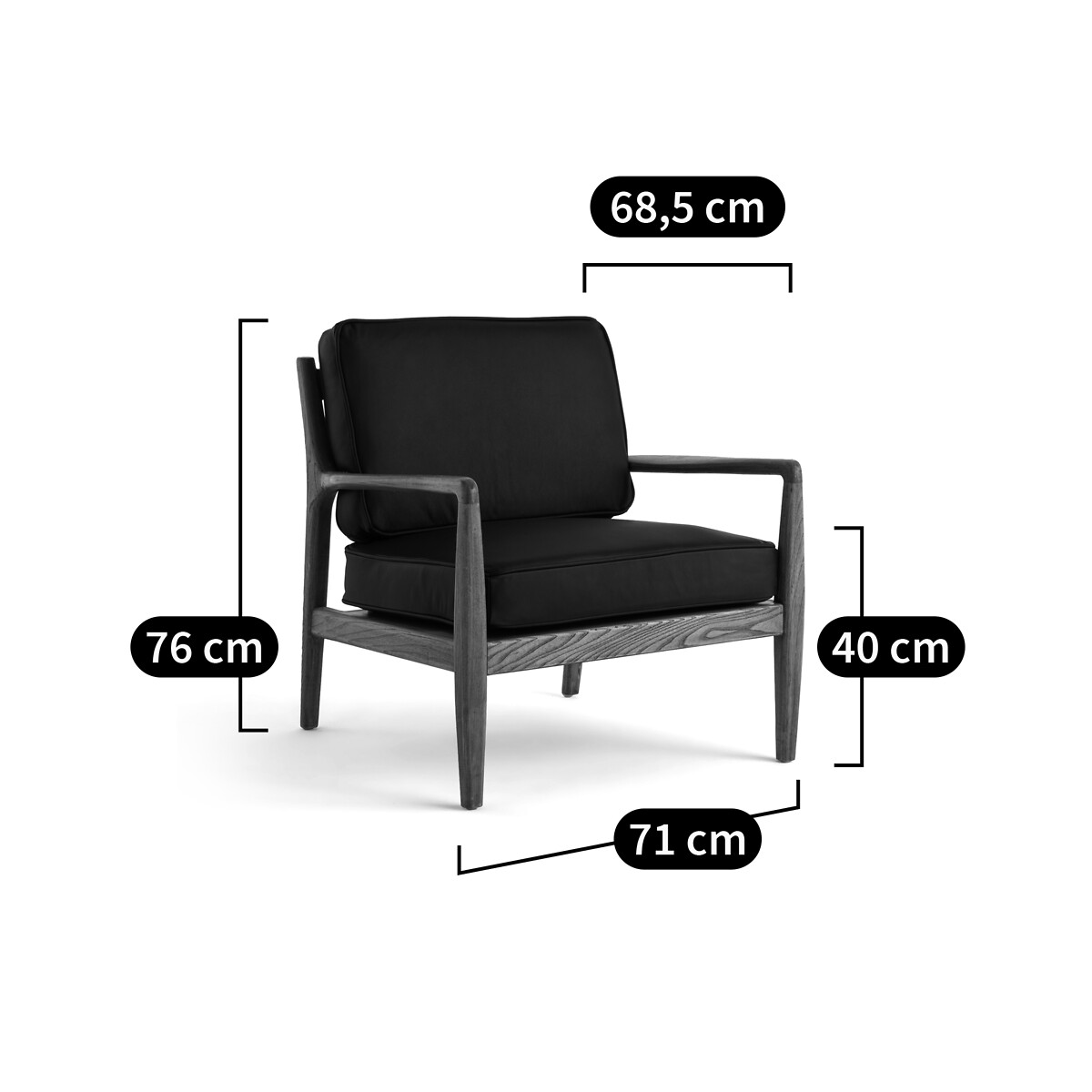 Fauteuil chêne, plaqué et cuir, Dilma marron, AM.PM