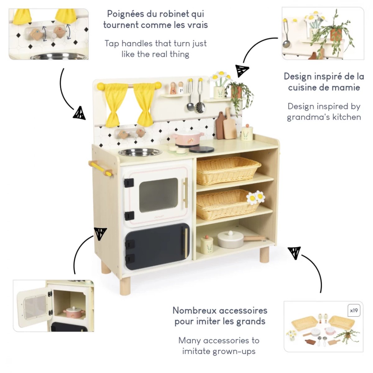 Grande Cuisine Enfant En Bois Mamie Soleil multicolore, JANOD