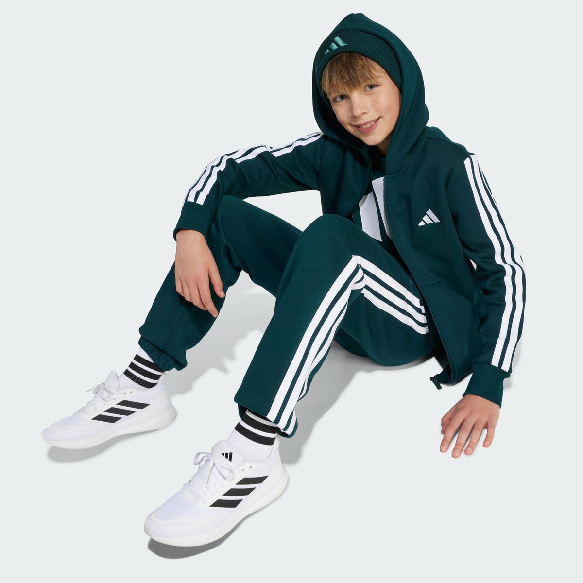Veste À Capuche Entièrement Zippée Essentials Enfants Veste À Capuche Entièrement Zippée Essentials Enfants aurora ivy / white, ADIDAS SPORTSWEAR