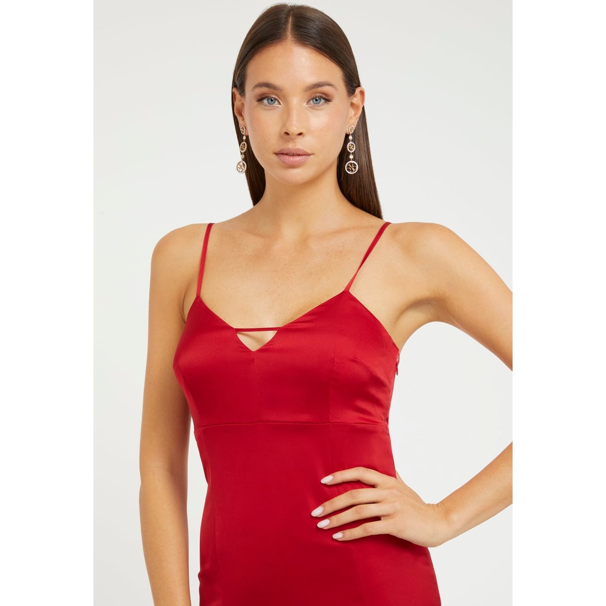 Robe Longue Satin rouge, GUESS