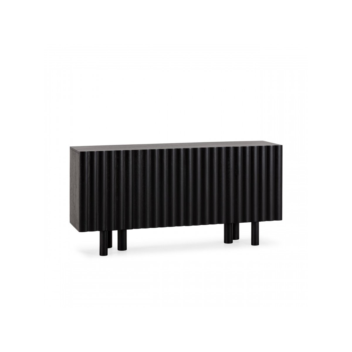Buffet en bois massif 4 portes 160 cm, GABRIEL noir, BOBOCHIC