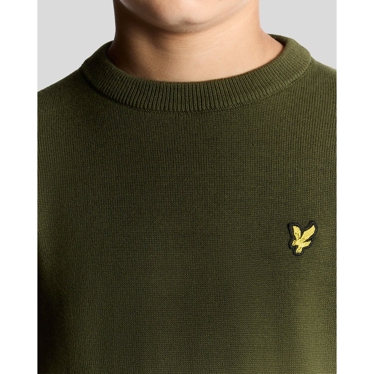 Pull en coton col rond vert foncé, LYLE & SCOTT