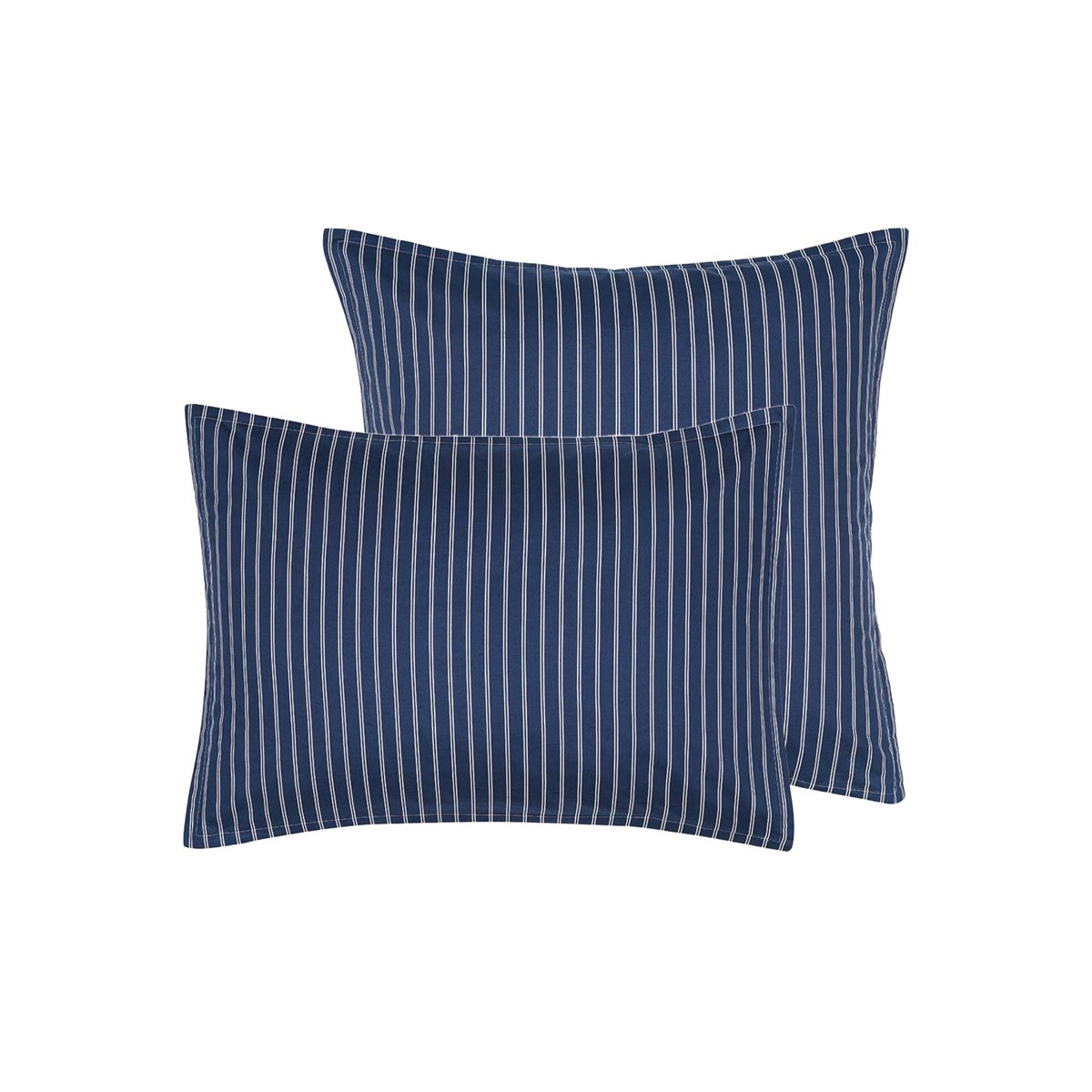 Lot de 2 taies d'oreillers en percale de coton LINQUIST indigo, SENSEI MAISON
