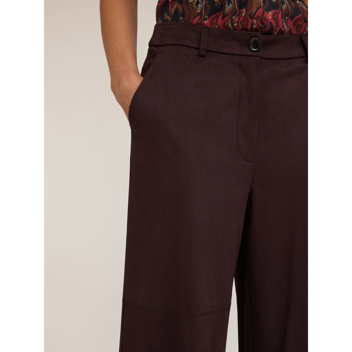 Pantalon palazzo taille haute marron, MOTIVI