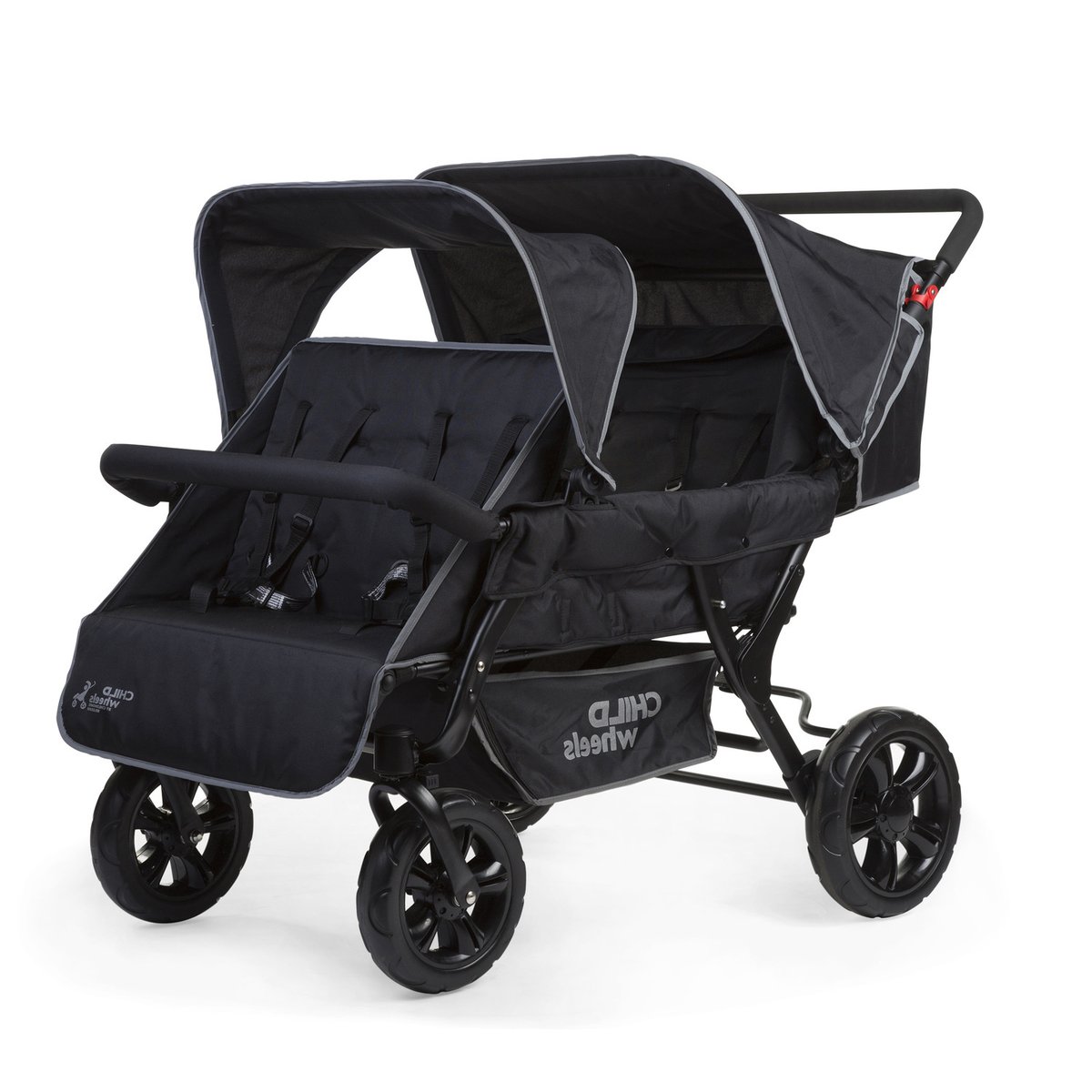 Poussette capacité 4 enfants TWO BY TWO noir, CHILDHOME