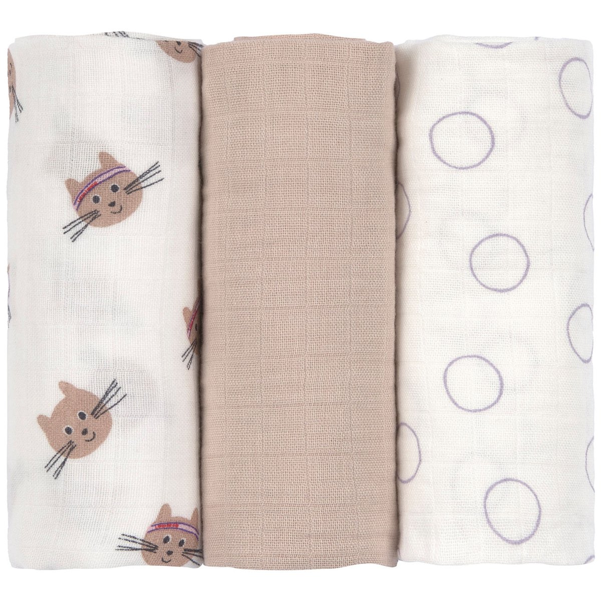 Lot de 3 langes marron, blanc, LASSIG