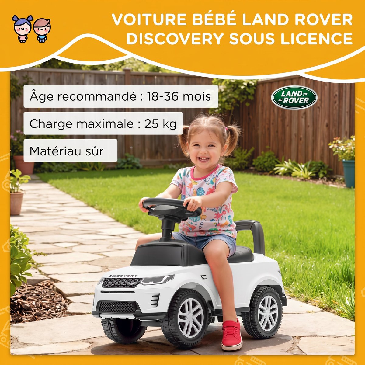 Voiture à glissière pour enfants PP et acier blanc, AIYAPLAY