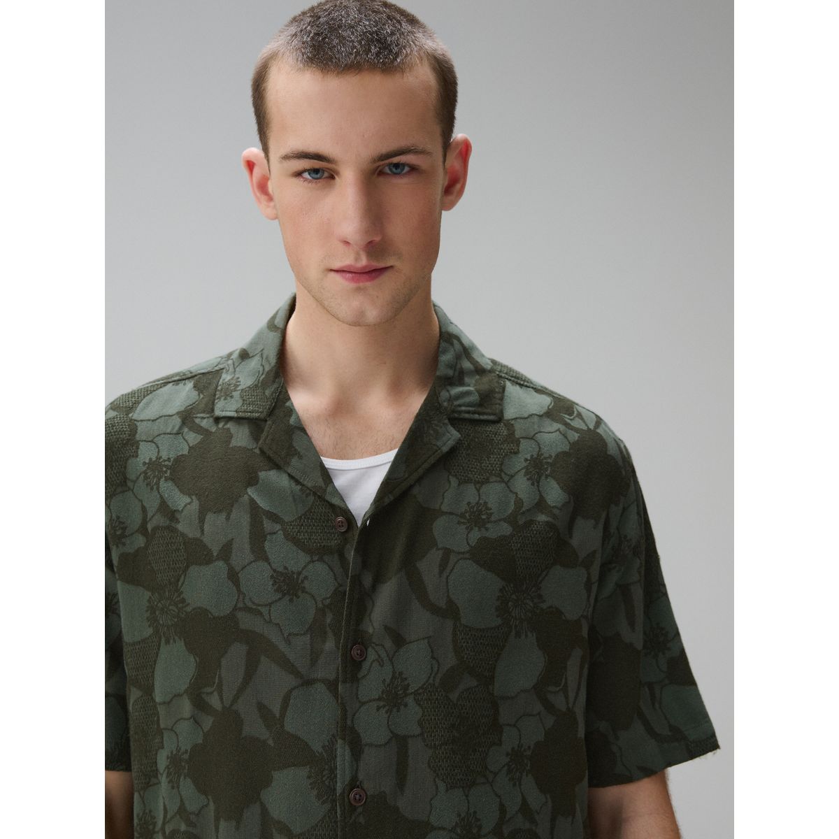 Chemise à manches courtes et imprimé jacquard vert, NEXT