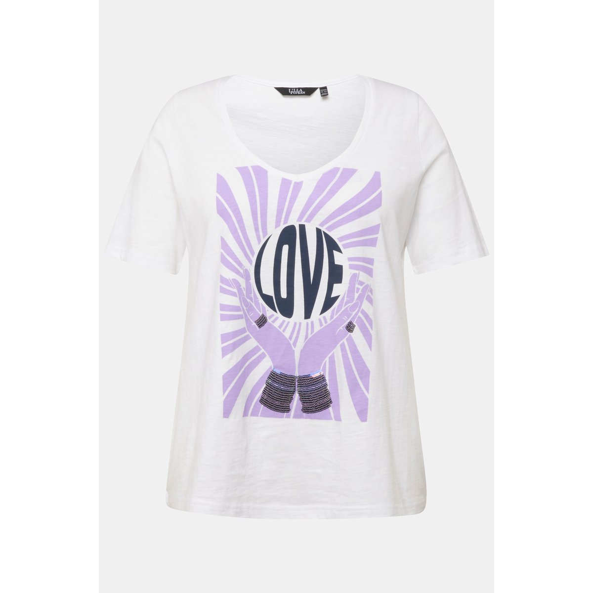 T-shirt à paillettes blanc neige, ULLA POPKEN