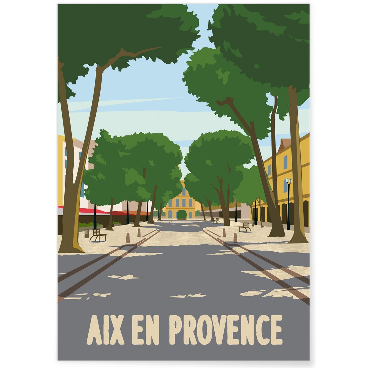 Affiche ville Aix-en-Provence blanc, L'AFFICHERIE