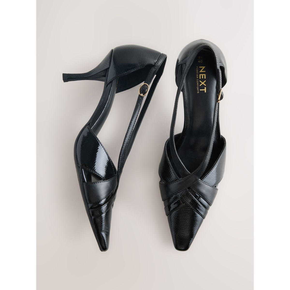 Escarpins asymétriques forever comfort® serpent noir, NEXT