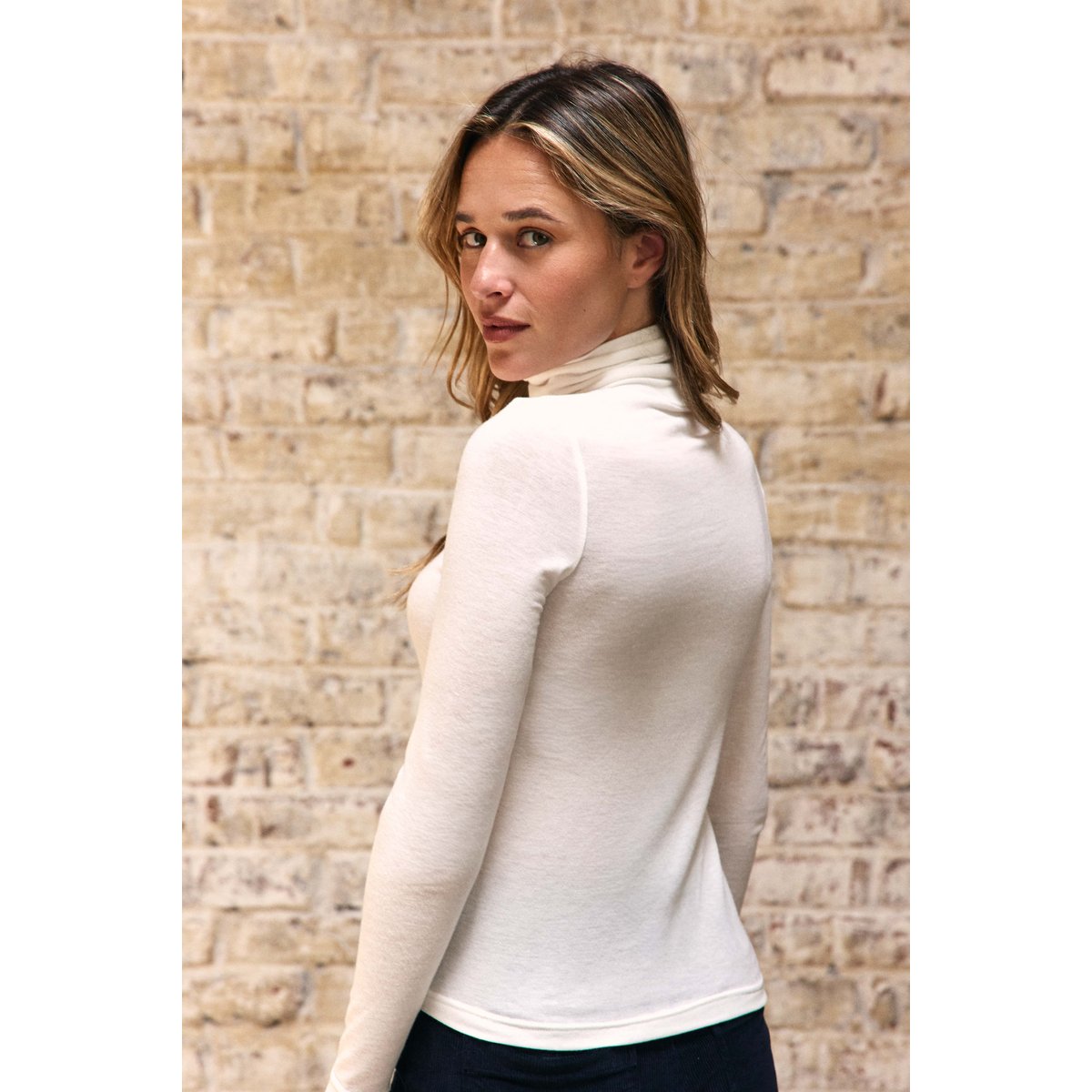 T-shirt manches longues col roulé uni TOVA 11-ecru, LA PETITE ETOILE