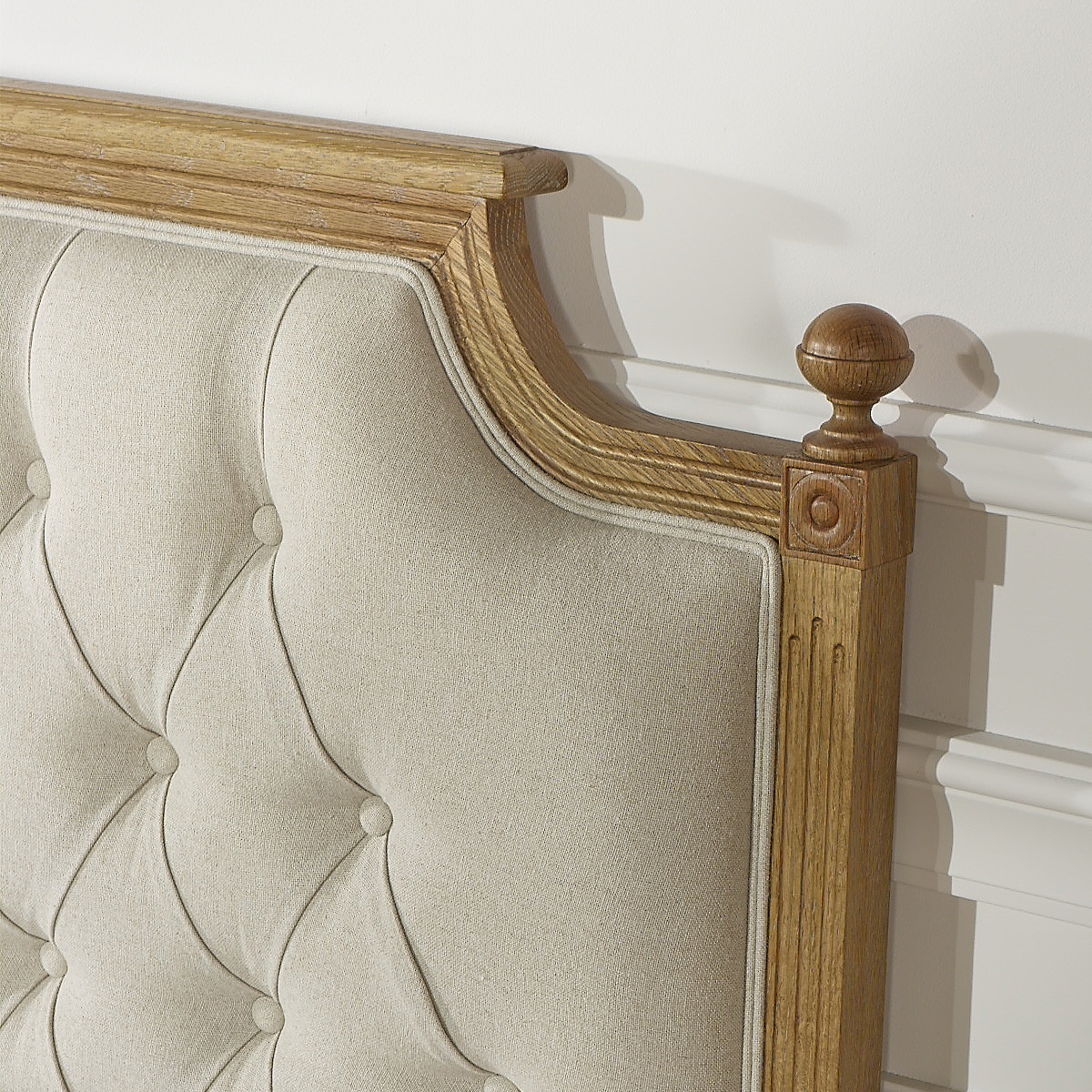 Tête de lit 160 cm style shabby chic en chêne et lin VENICE ficelle, ROBIN DES BOIS