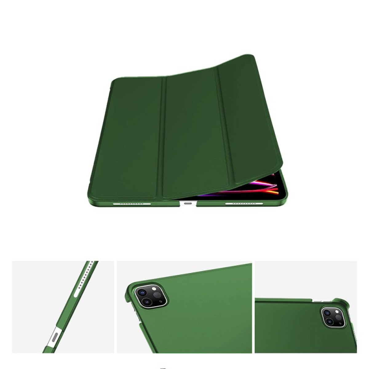 Etui Smart Cover à rabat avec support pour iPad Pro 12.9" (2018/2020/2021) vert sapin, EVETANE