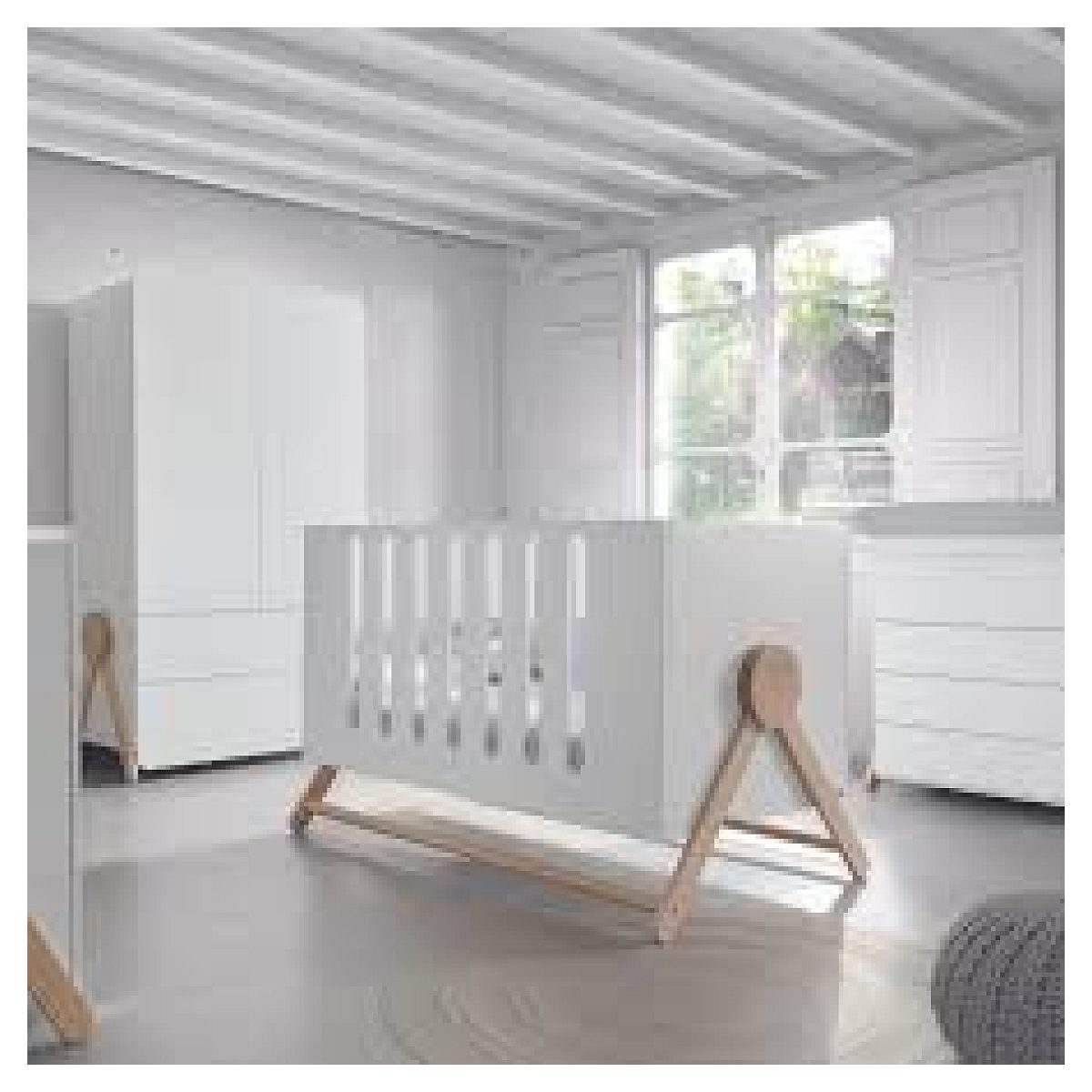 Lit Swing 140x70 Blanc/Bois couleur unique, MICUNA