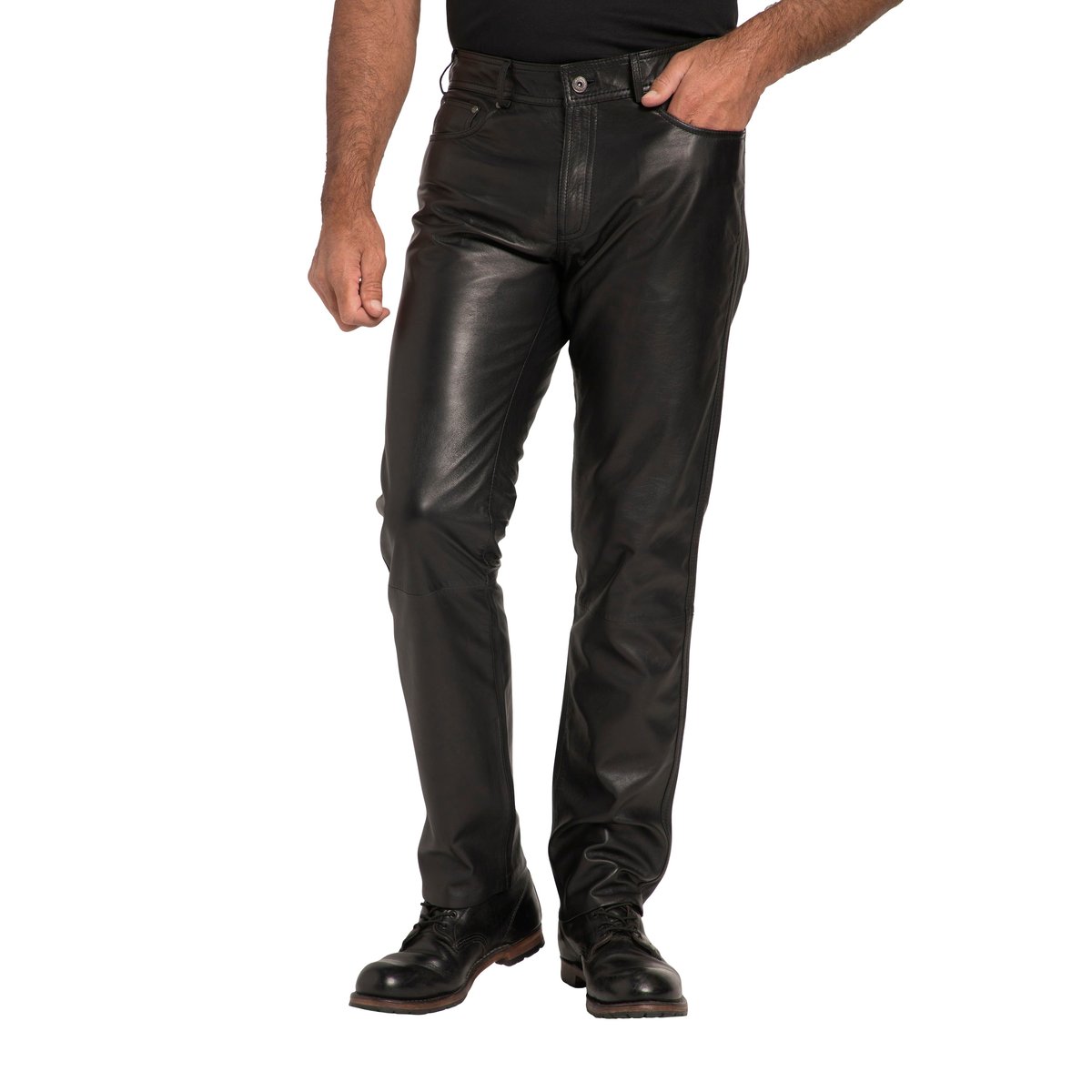 Pantalon en cuir nappa d'agneau de grande noir, JP1880