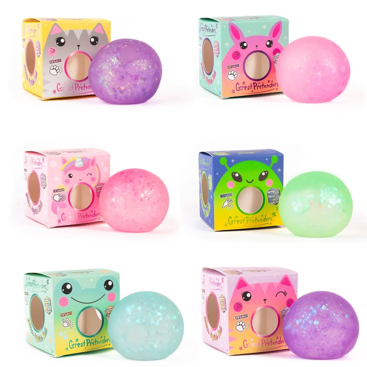 Balle squishy anti stress pailletée rose, GREAT PRETENDERS