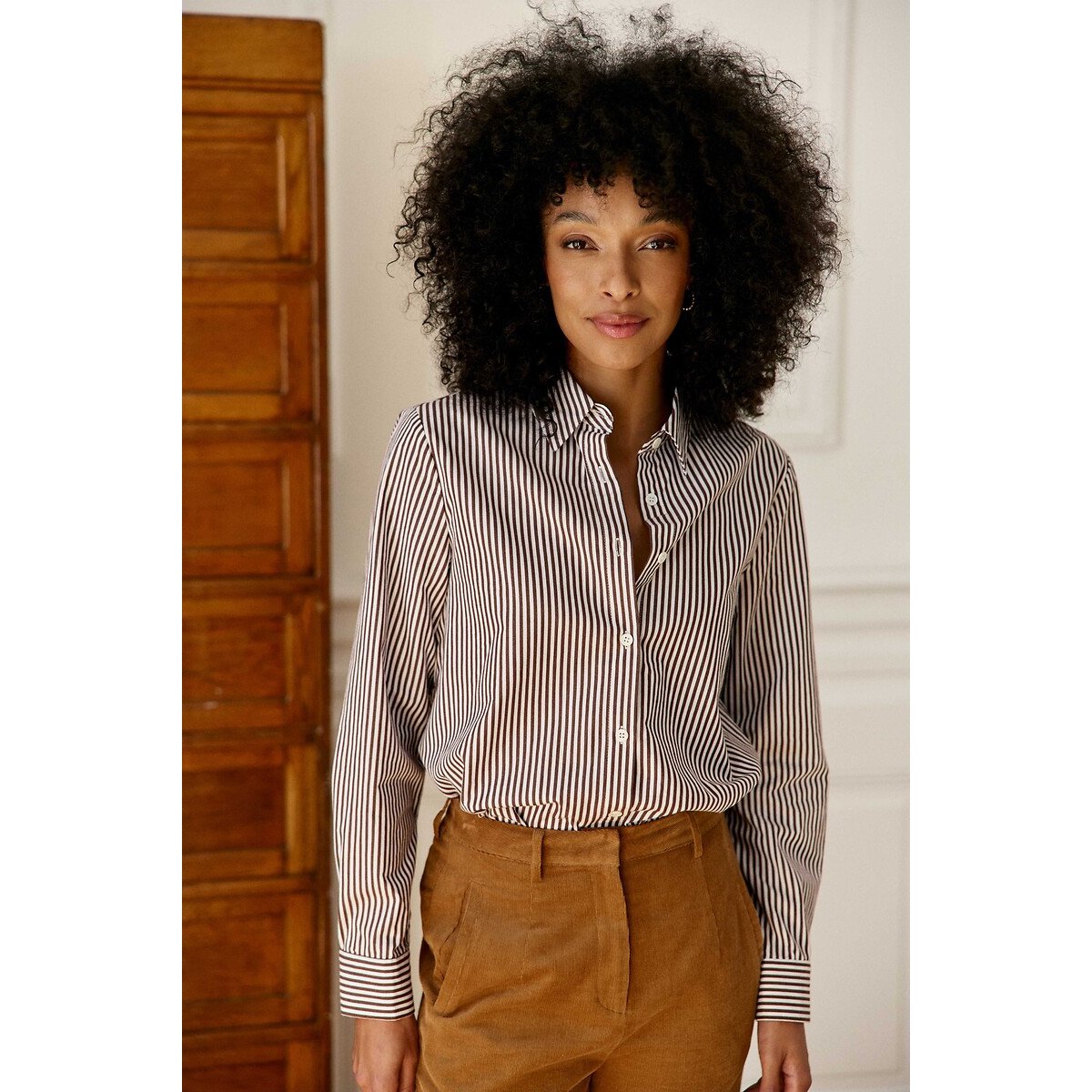 Chemise à rayures, CARINE marron/écru, LA PETITE ETOILE