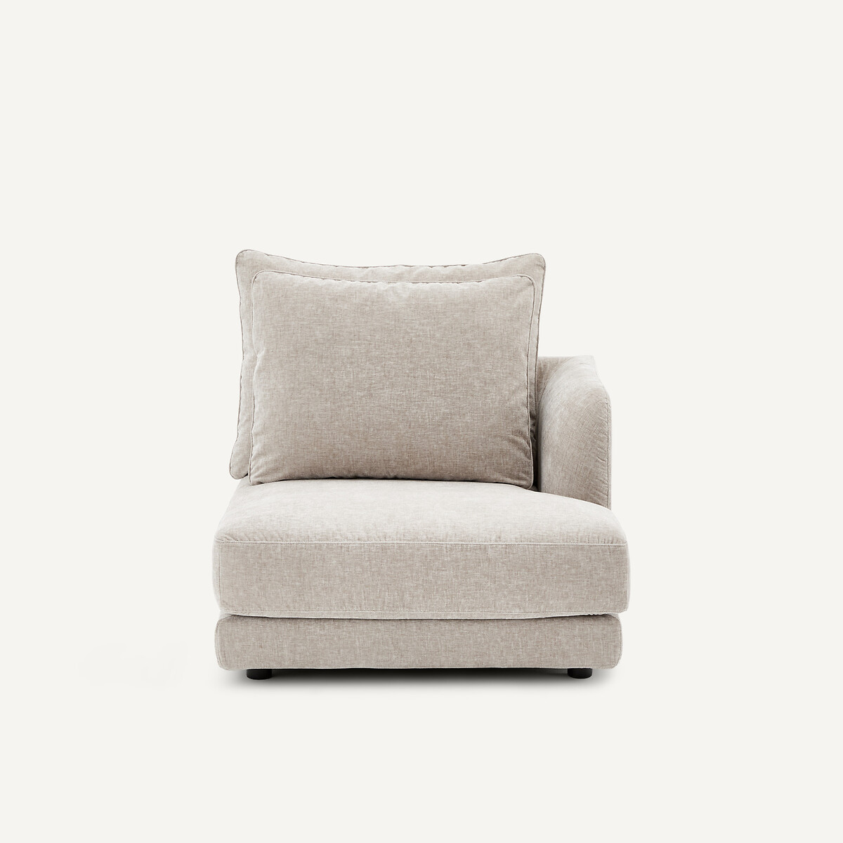 Demi-canapé droit, modulable en velours chenille, TIBERIO gris clair, AM.PM