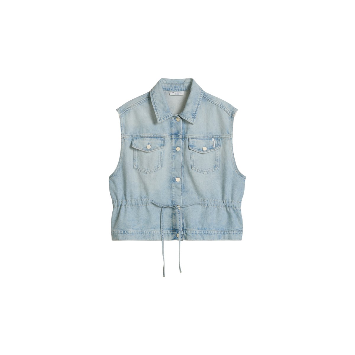 Gilet en jean loose avec cordon de serrage à la taille bleu  clair, MARC O’POLO DENIM