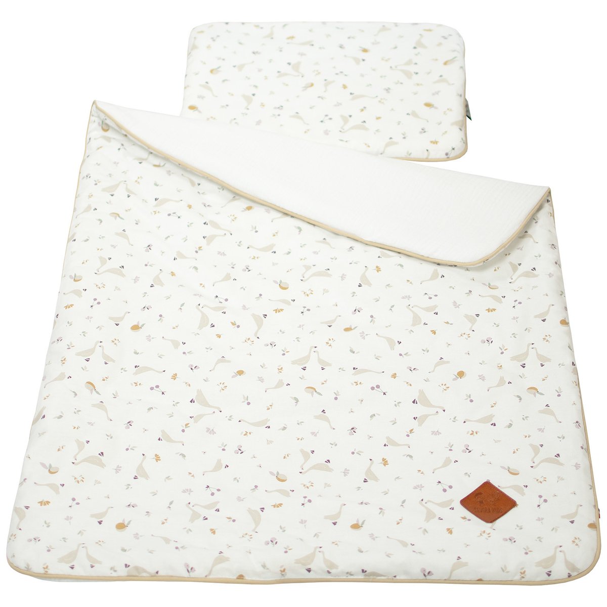 Ensemble couverture et coussin pour berceau ou couffin SIDONIA sidonia, beige, écru, blanc, SEVIRA KIDS