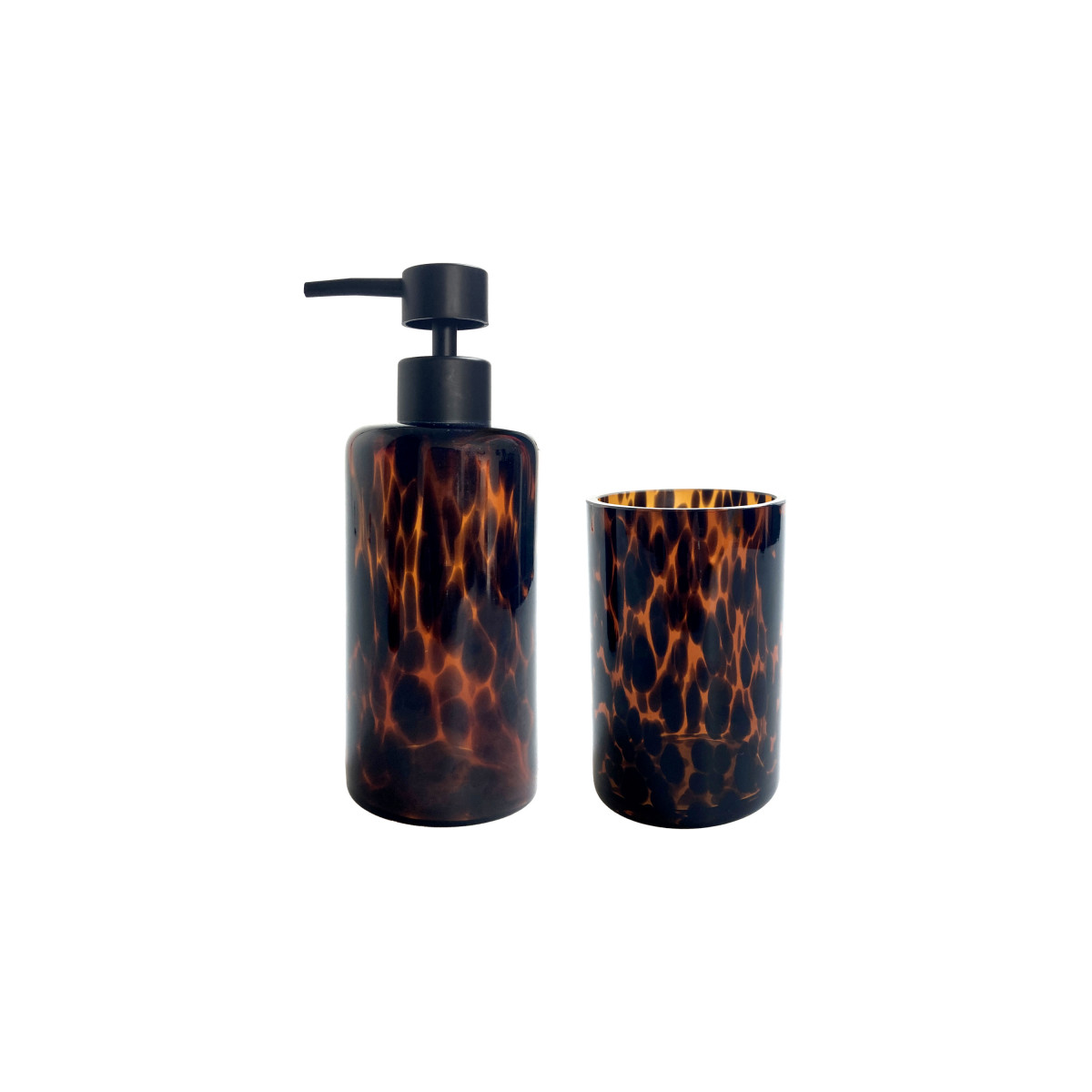 Set salle de bain léopard 2 pièces distributeur FAUVE marron, GUY LEVASSEUR