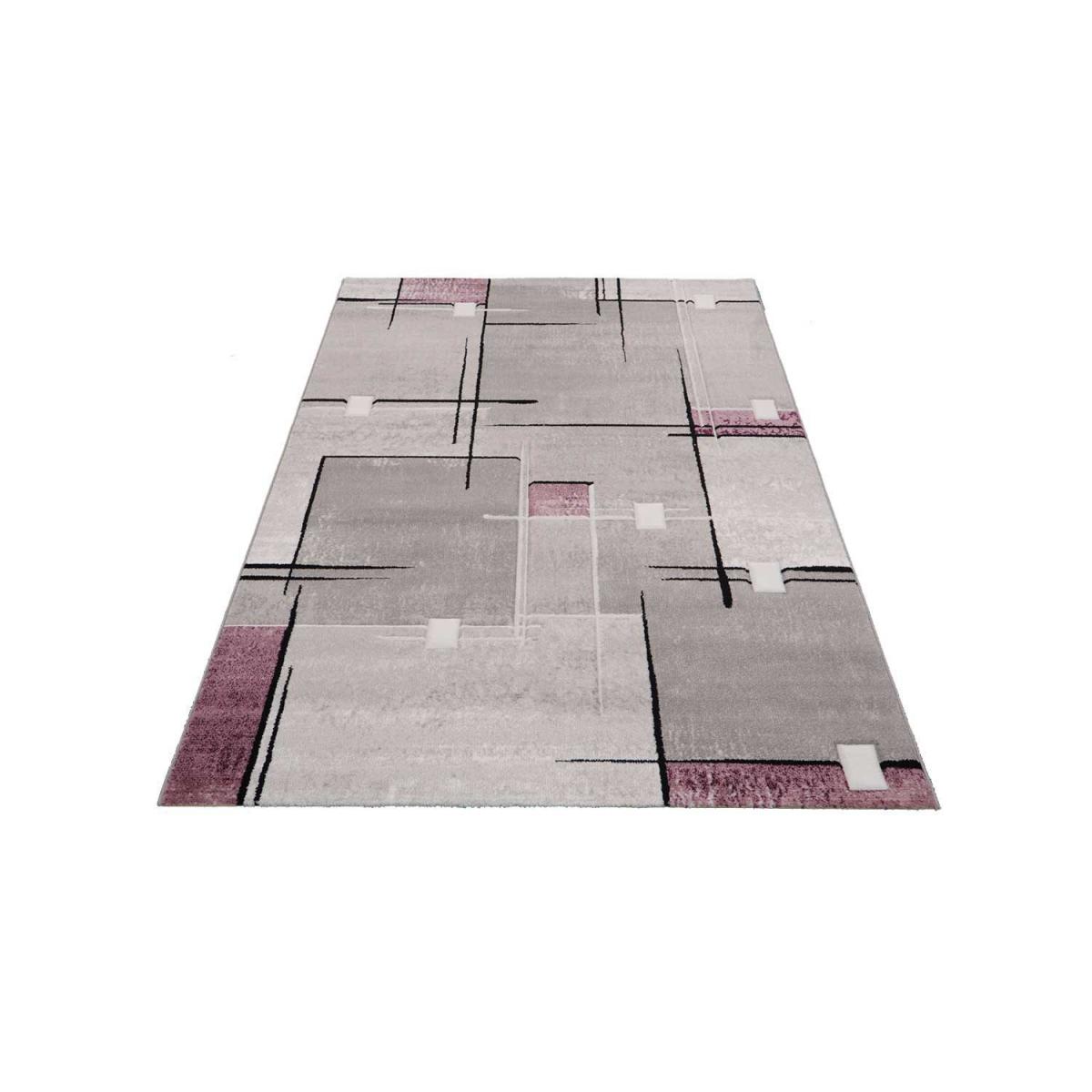 Tapis chambre tissé motif abstrait NOVA pourpre, UN AMOUR DE TAPIS