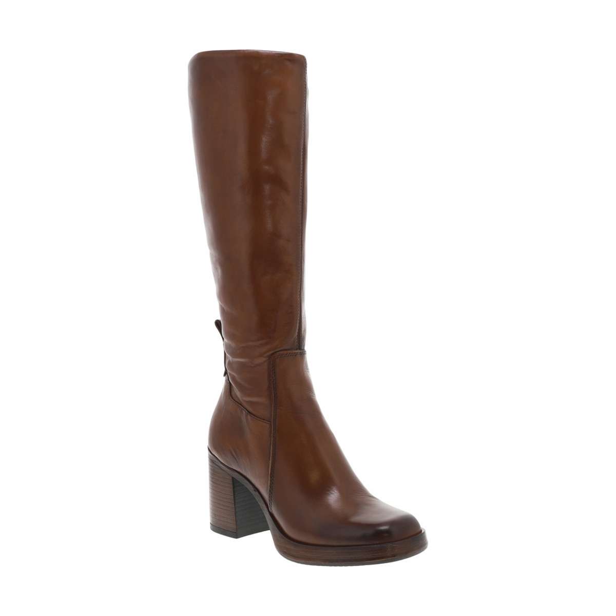Bottes cuir talon décroché haut marron, MJUS