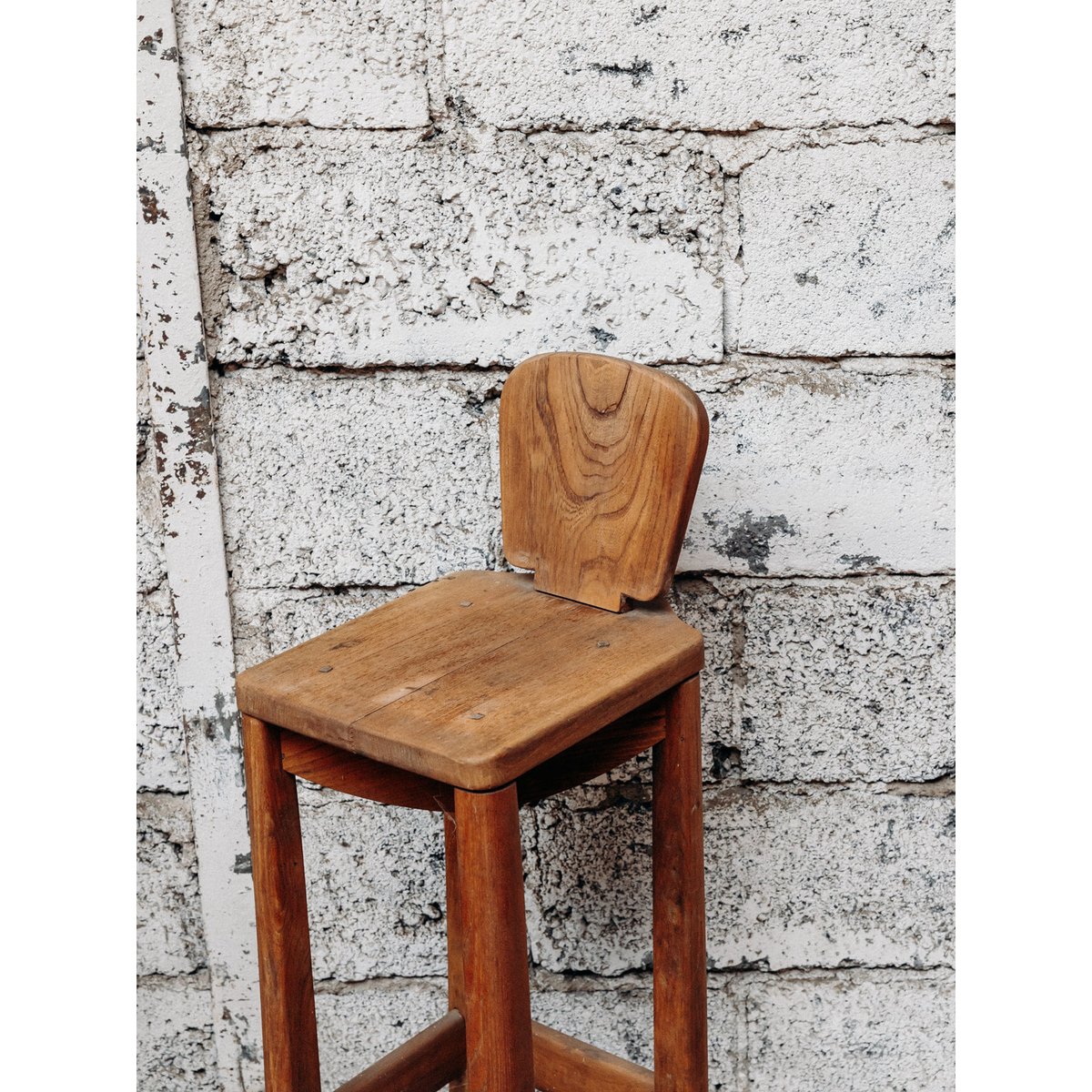 Tabouret de bar en orme Gaston N°98 - Bon état bois, DEBONGOUT