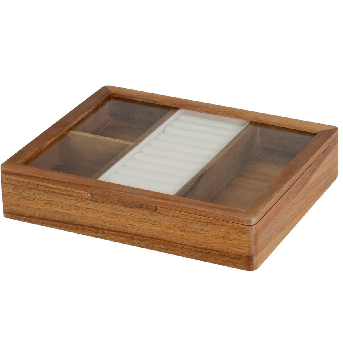 Boîte à bijoux en bois d'acacia et verre 25x20x5cm bois, WADIGA