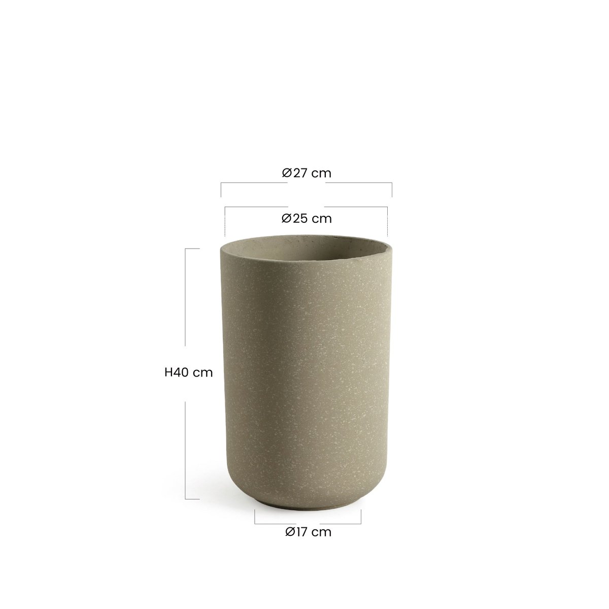 Cache-pot décoratif en ciment H40 TERRA beige granito, SIA DECO
