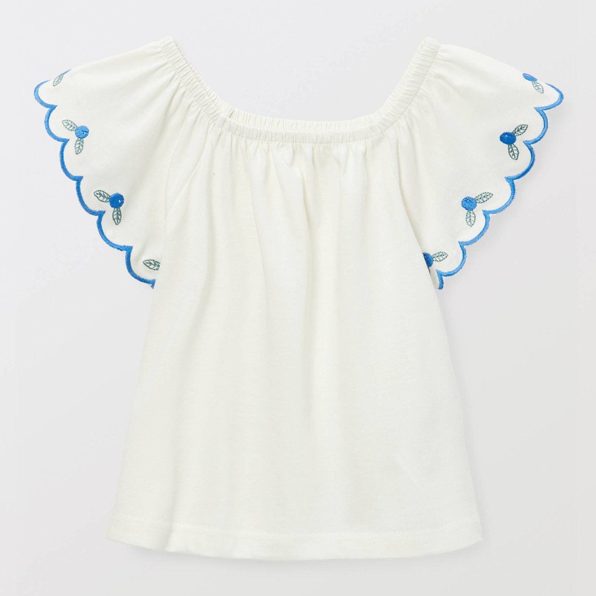 T-shirt manches courtes brodé en coton BIO GOTS porcelaine, BOUT'CHOU
