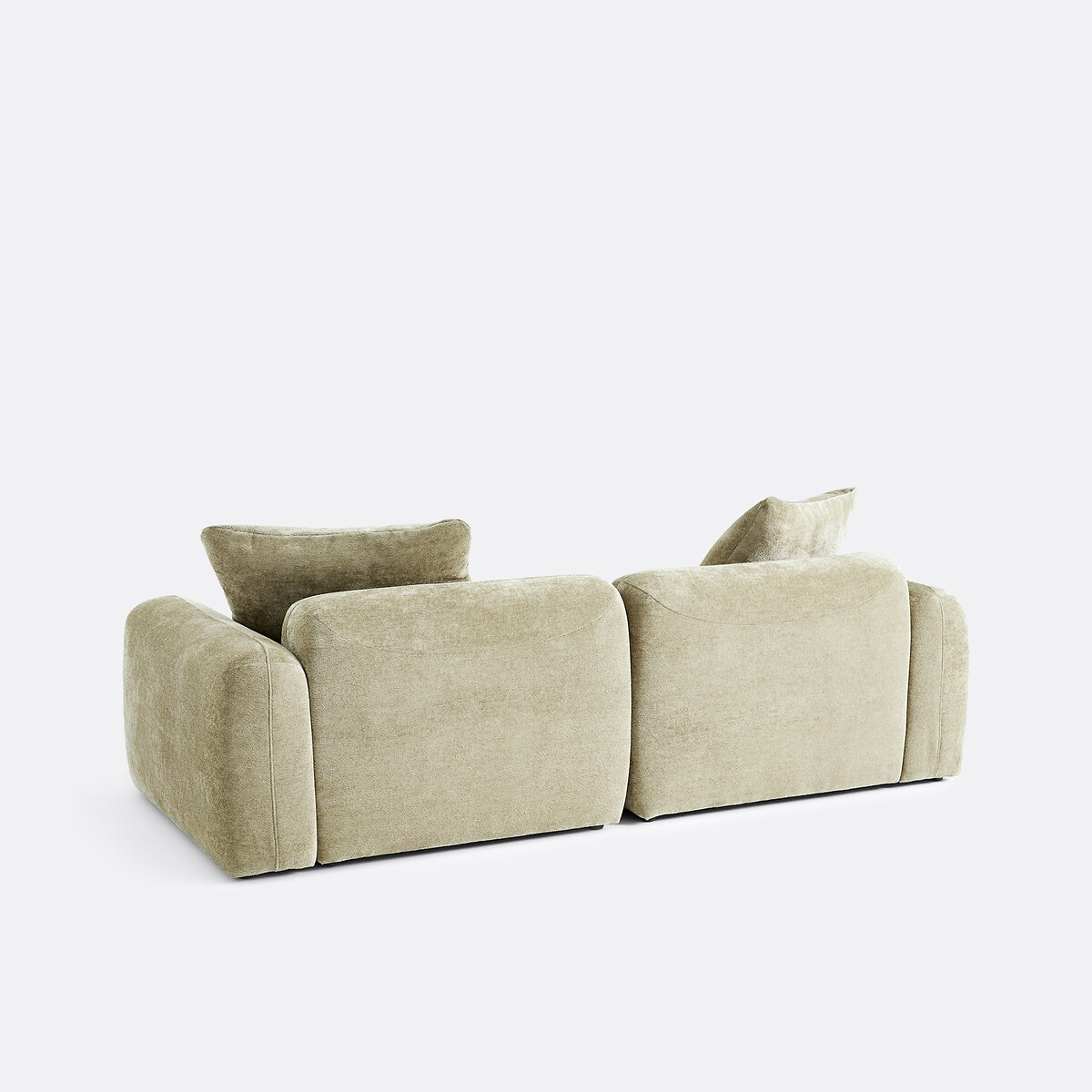 Canapé modulable, d'angle droit, avec méridienne, en chenille épaisse, AMAD vert sauge, LA REDOUTE INTERIEURS