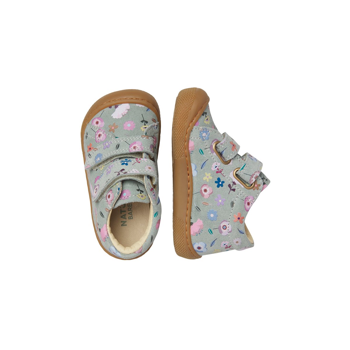 Chaussures premiers pas en suède BAREFOOT AMUR VL sage-rose, NATURINO