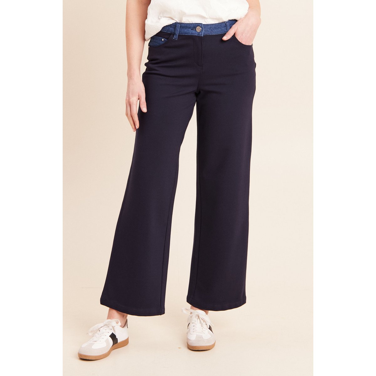 Pantalon large bi-matière bleu violet, BREAL