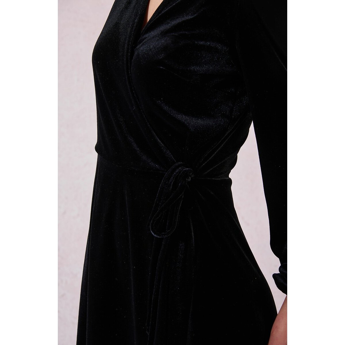 Velour Wrapover Dress black, MOLLY BRACKEN