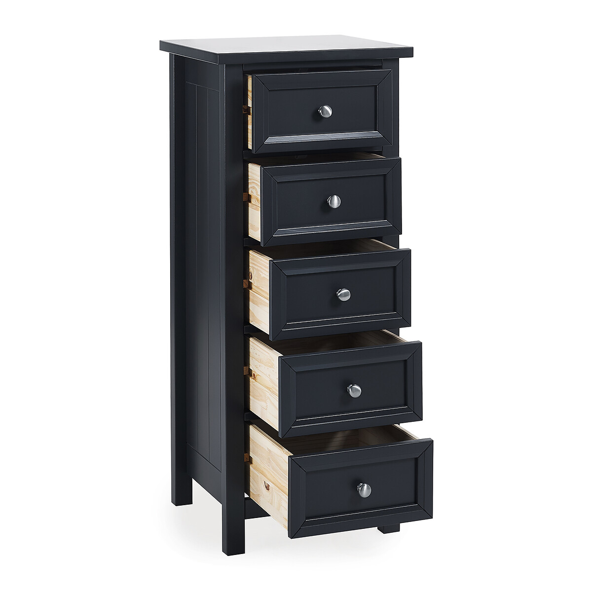 Portland Shaker Style Tallboy Chest of 5 Drawers charcoal, SO'HOME