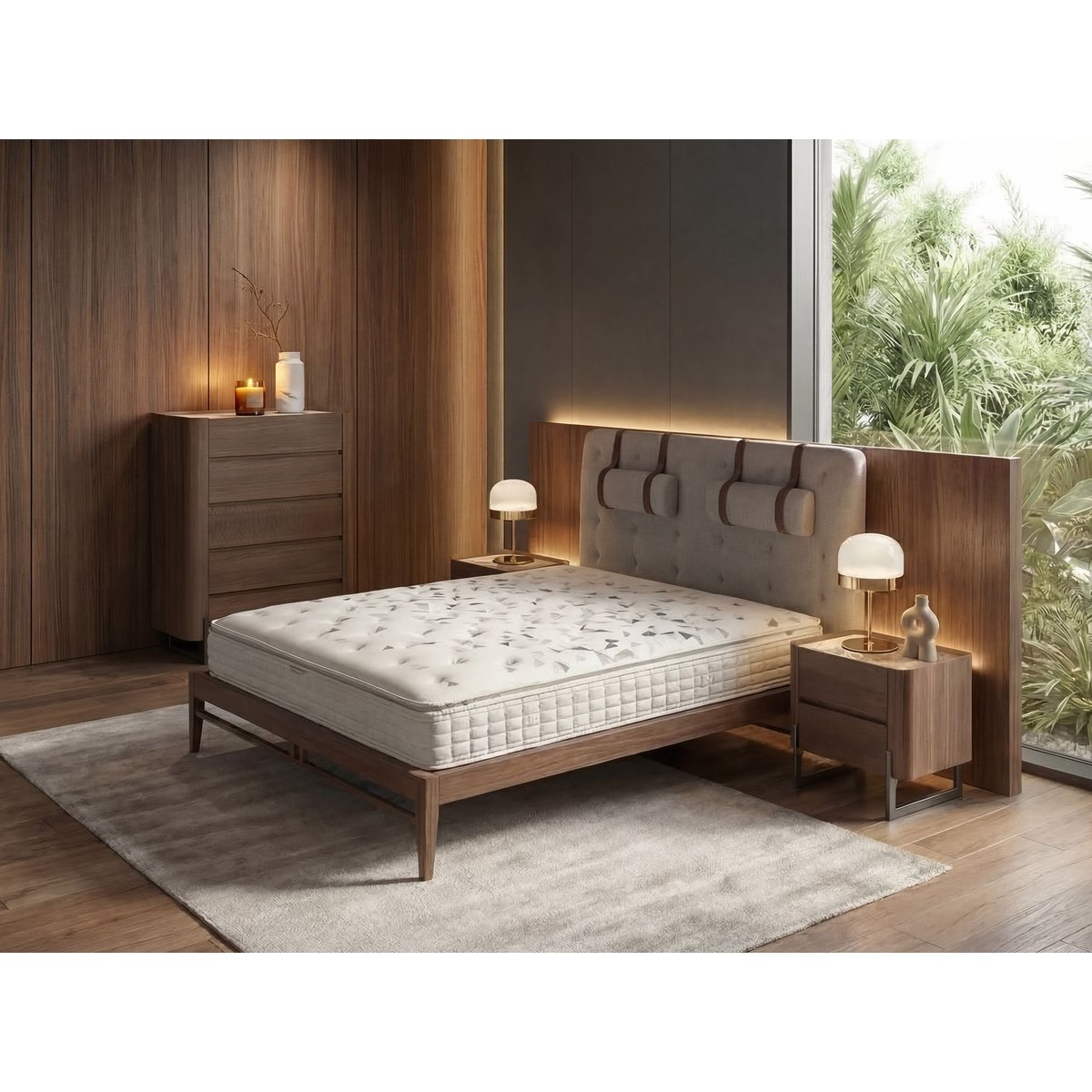 Matelas hybride en latex naturel avec ressorts ensachés indépendants 7 zones blanc, ANGEL CERDA