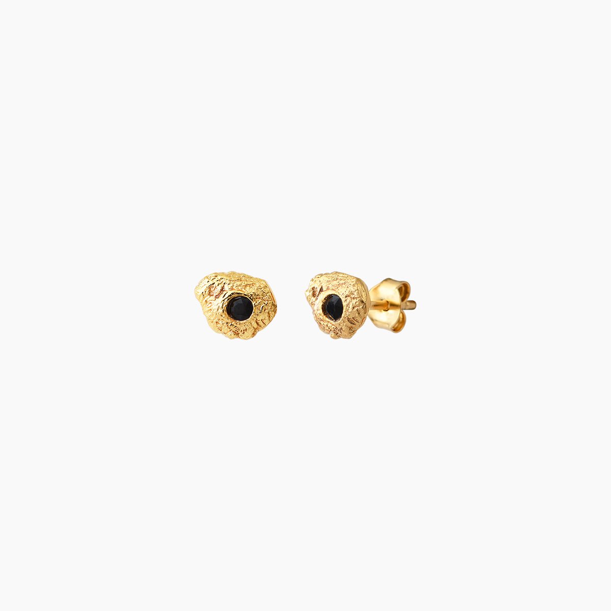 Boucles d'oreilles dorées - eleven noir, CAROLINE NAJMAN