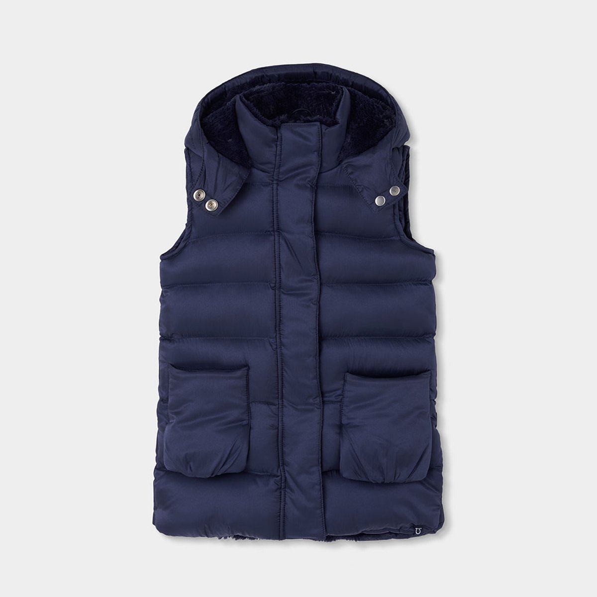 Doudoune sans manches fille avec capuche bleu, BOBOLI