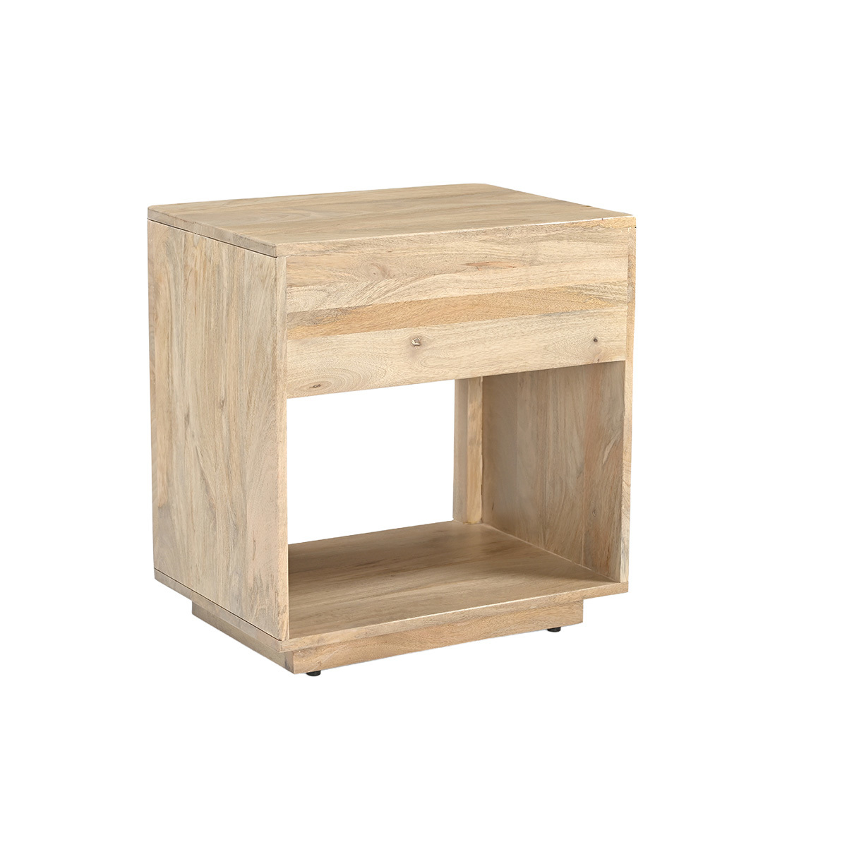 Table de chevet avec tiroir en bois clair manguier massif ALDA couleur unique, MILIBOO