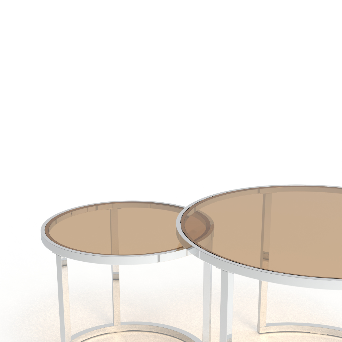 Lot de 2 tables basses, plateau verre - NOAM marron, CALICOSY