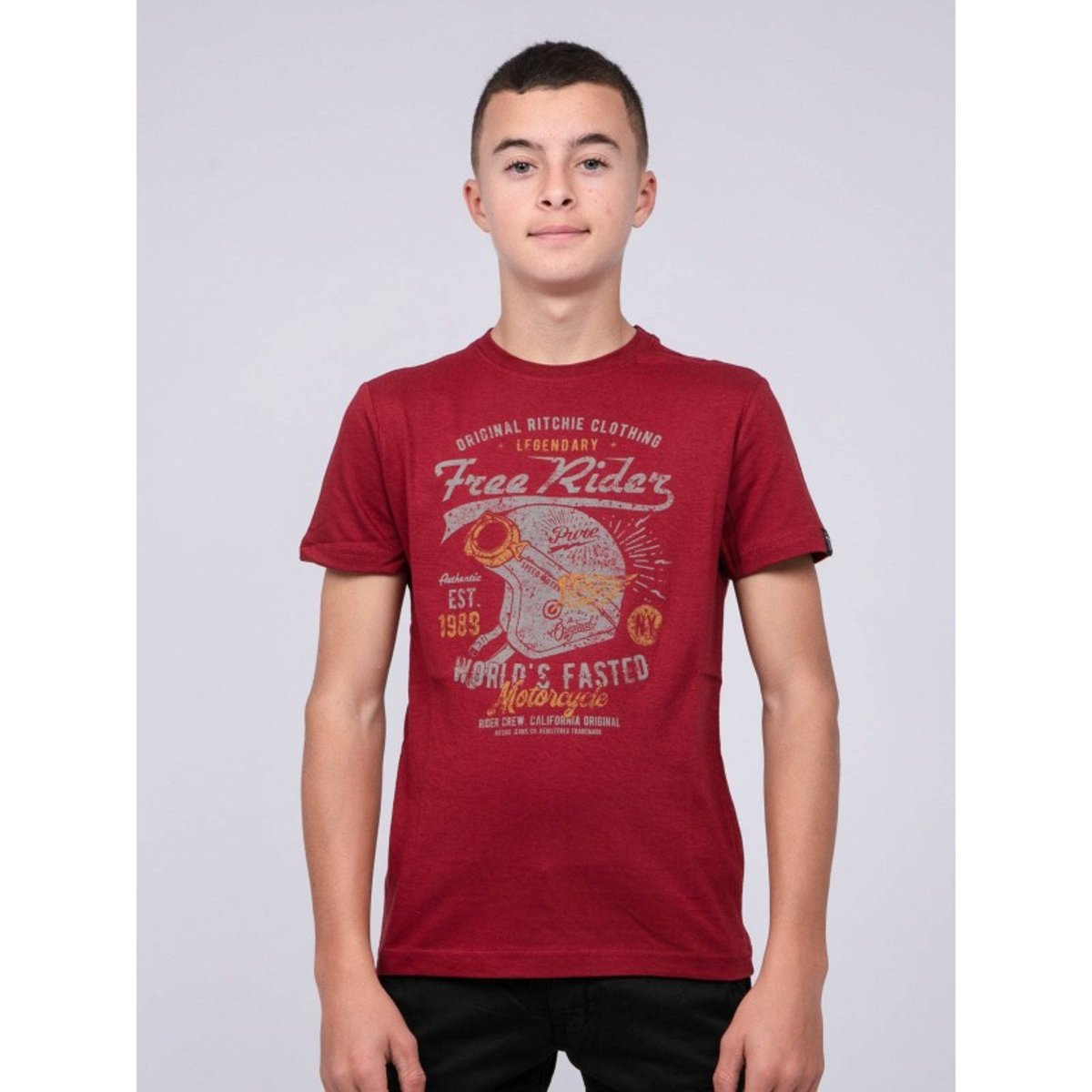 T-shirt Col Rond Pur Coton Jordy-j bordeaux, RITCHIE