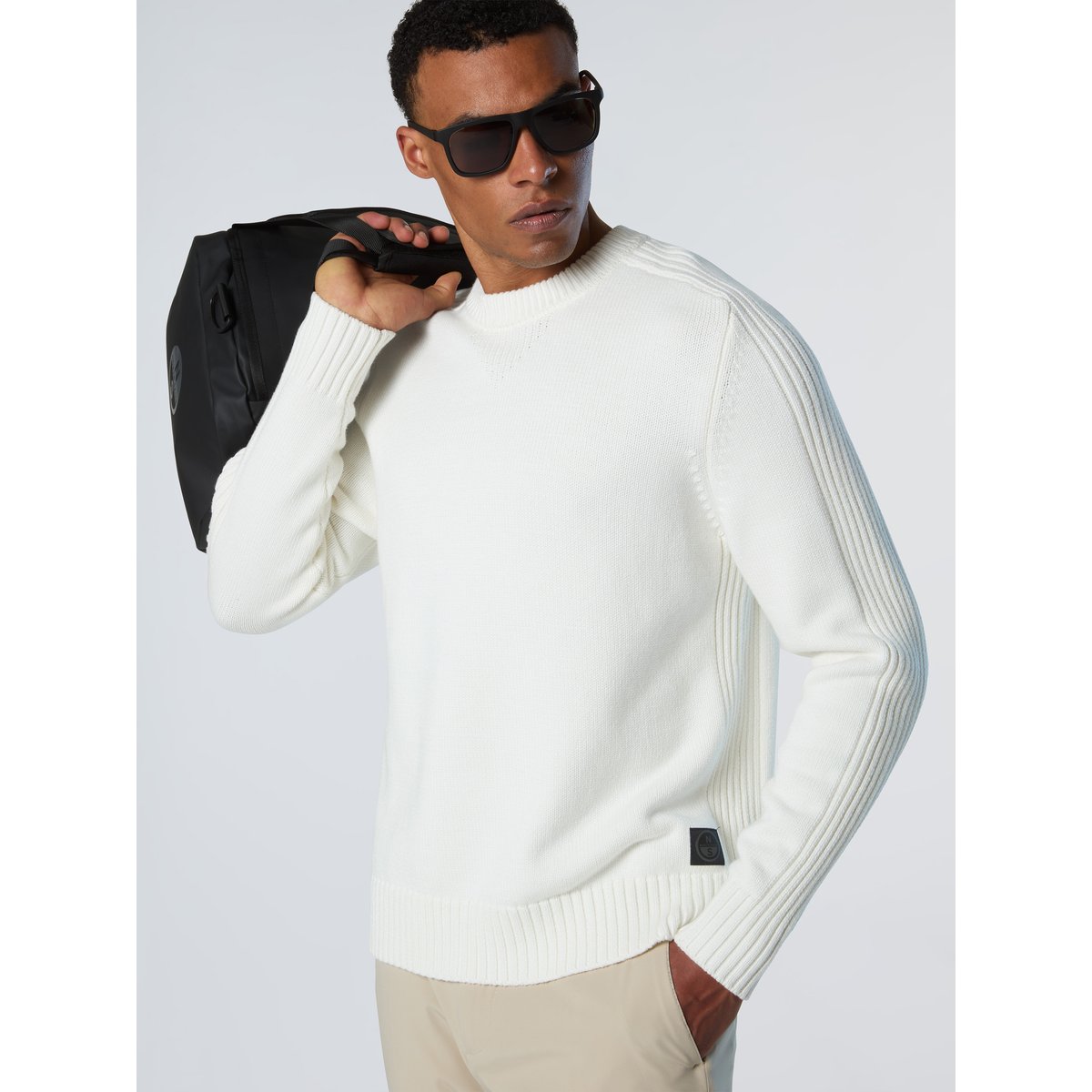 Pull à col rond avec côtes blanc, NORTH SAILS