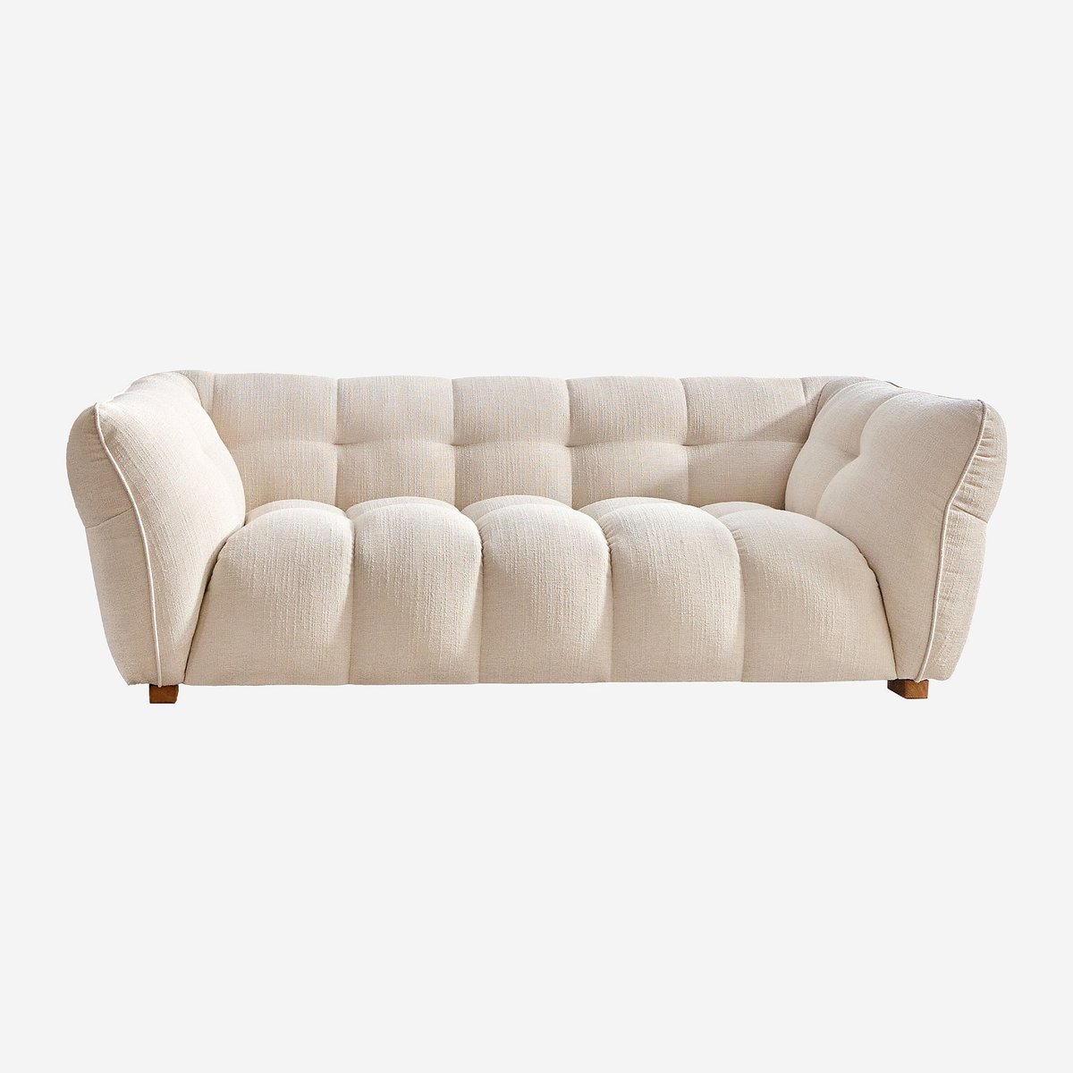 Canapé en tissu bouclette courte Mira DALVI ivoire, HABITAT