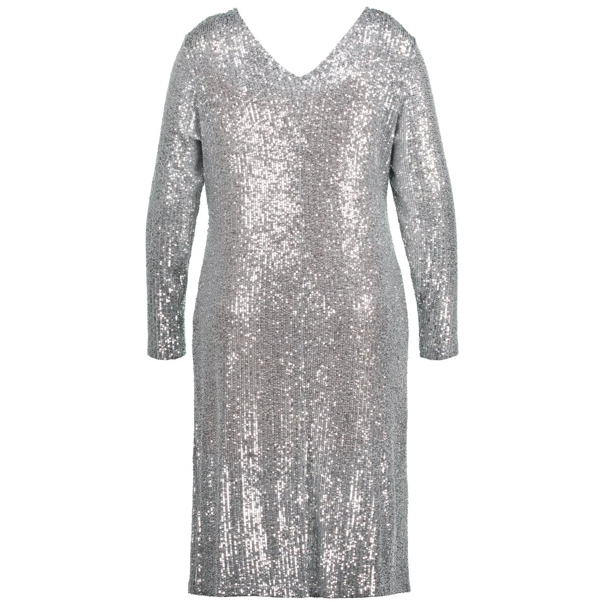 Robe à sequins, taille drapée argent, ULLA POPKEN