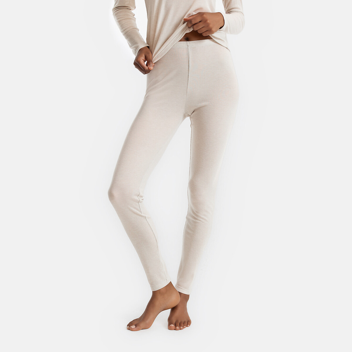 Leggings en fine maille thermique chaleur ecru chiné, LA REDOUTE COLLECTIONS