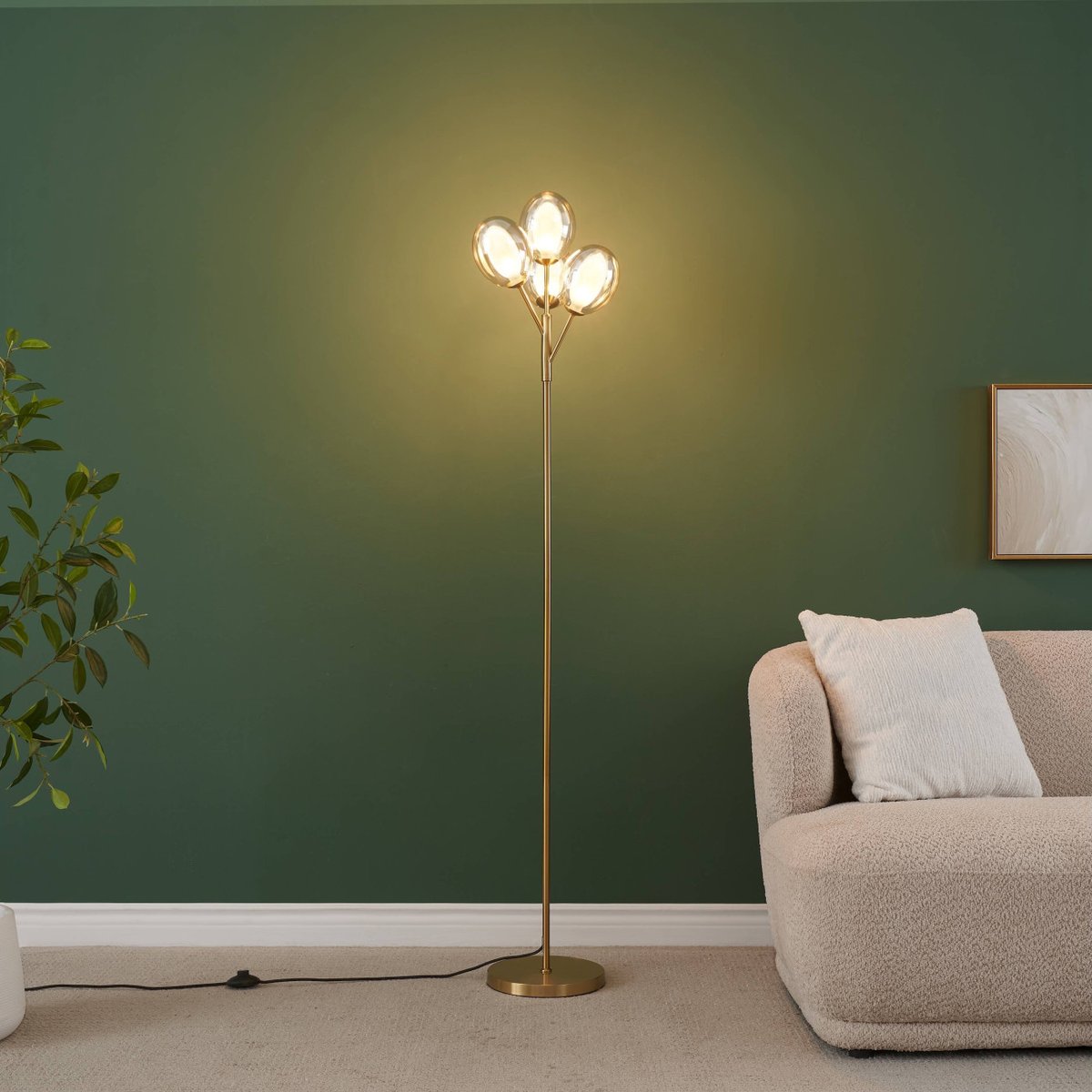 Lampadaire bouquet lumineux chic - SERYN laiton et ambré, KOSILUM